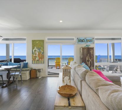 Fully furnished living room with gulf views