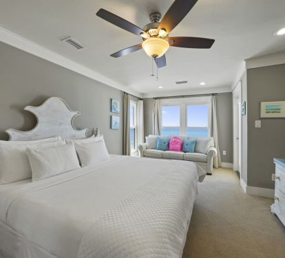 2nd master bedroom with king bed and queen sleeper sofa and gulf views