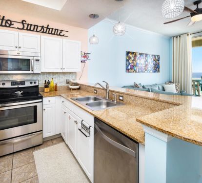 Full Kitchen - Waters Edge Resort unit 613 Okaloosa Island Fort Walton Beach Vacation Rentals by Sunset Resort Rentals