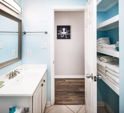 Bathroom from Hallway- 
Gulf Dunes 507 Fort Walton Beach Okaloosa Island Vacation Rentals