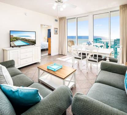 Living Room - Waters Edge Resort Unit 510 Okaloosa Island Fort Walton Beach Vacation Rentals