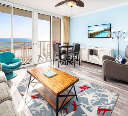 Living Room - Waters Edge Resort unit 514 Okaloosa Island Fort Walton Beach Vacation Rentals by Sunset Resort Rentals