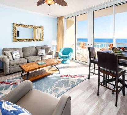Living Room - Waters Edge Resort unit 514 Okaloosa Island Fort Walton Beach Vacation Rentals by Sunset Resort Rentals