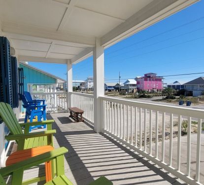 An expansive front porch with comfortable and stylish Adirondack chairs provides the perfect spot to enjoy a morning cup of joe, an afternoon cup of tea, or a refreshing after dinner cocktail.