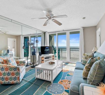 Cozy seating area with flat-screen TV for your entertainment