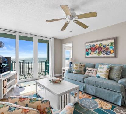 Bright and inviting living room with modern coastal d-cor