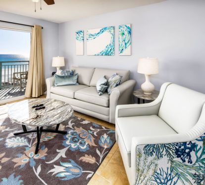 Living Room, 
Pelican Isle Resort 305 Okaloosa Island Fort Walton Beach Vacation Rentals by Sunset Resort Rentals