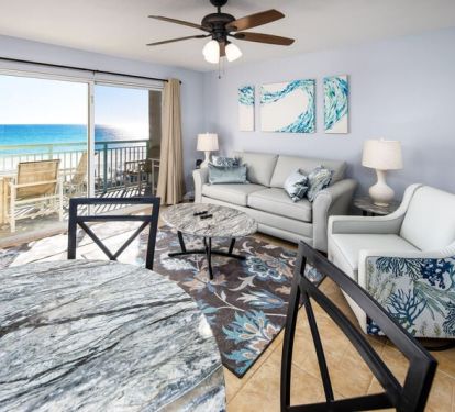 Living Room, 
Pelican Isle Resort 305 Okaloosa Island Fort Walton Beach Vacation Rentals by Sunset Resort Rentals