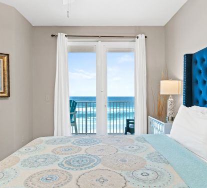 Master Bedroom - King Bed - Beach Front View - Balcony Access - Smart TV & Cable - Attached Bathroom