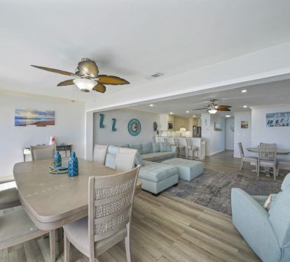 The spacious dining area becomes the setting for seafood feasts, board games, and stories that stretch late into the evening.