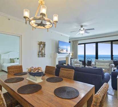 View of the dining area, living room and Master Bedroom
