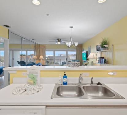 Even dish duty feels like a treat when you can look out toward the coast while tidying up.