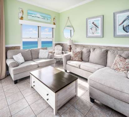 Living Room - Waters Edge Resort Unit 3604 Okaloosa Island Fort Walton Beach Vacation Rentals by Sunset Resort Rentals