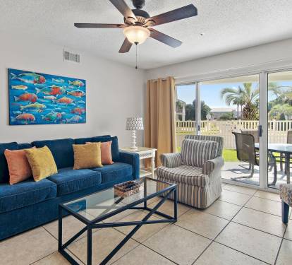 An open layout with seating for everyone makes vacation living easy and stress-free.