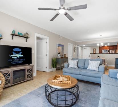 Coastal comfort at its best - enjoy a Smart TV, comfortable sleeper sofa, and direct balcony access for a touch of paradise.