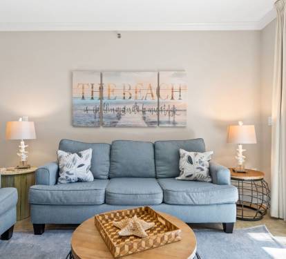 Relax in comfort with a spacious seating area, Smart TV, and sliding doors leading to your private balcony.