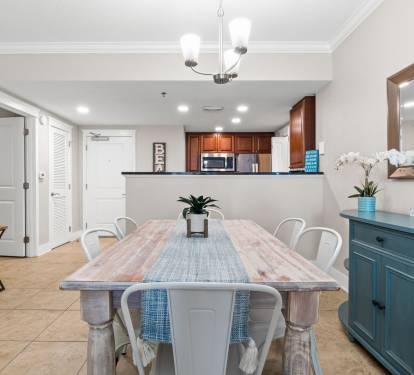 Enjoy family meals at the dining table for six, perfectly situated between the kitchen and living area.