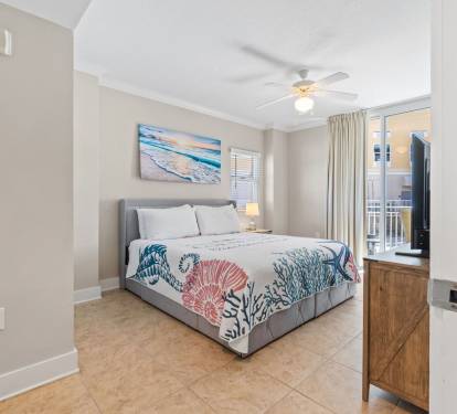 Bright and inviting master suite complete with a king bed, ensuite bath, closet, and fresh linens for your stay.