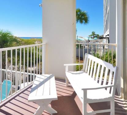 Balcony View - Gulf Dunes Resort Unit 117 Okaloosa Island Fort Walton Beach Vacation Condos by Sunset Resort Rentals