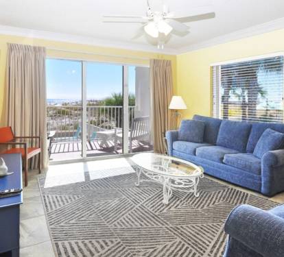 Living Room - Gulf Dunes Resort Unit 117 Okaloosa Island Fort Walton Beach Vacation Condos by Sunset Resort Rentals