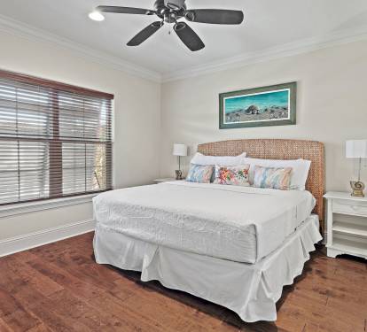 Peaceful king bedroom with easy access to the ensuite bath.