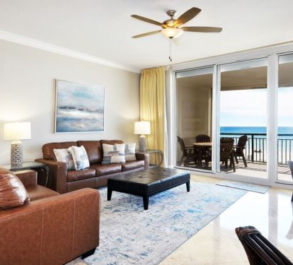 Living Room with Balcony - 
Bella Riva Resort, Okaloosa Island Fort Walton Beach Florida Vacation Rentals