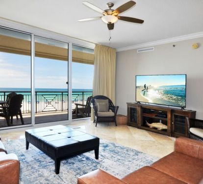 Living Room with Balcony - 
Bella Riva Resort, Okaloosa Island Fort Walton Beach Florida Vacation Rentals