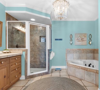 Primary Bathroom with Walk-in Shower and Soaking Tub