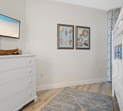 Guest Bedroom #1 with Double Bunk Bed and Flat Screen TV
