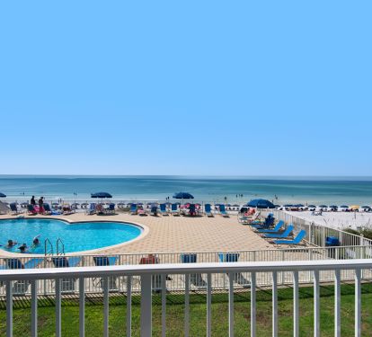 Large private balcony with Gulf view and pool view