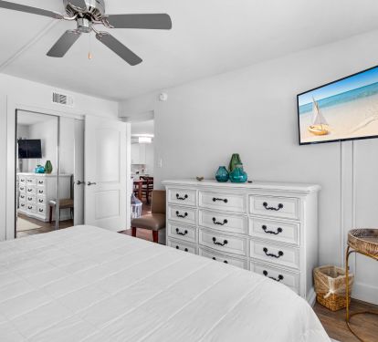 Primary bedroom with TV