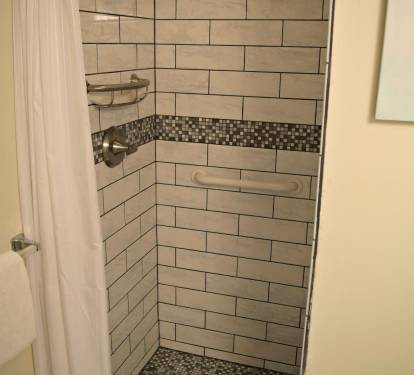 Beautiful tiled shower.