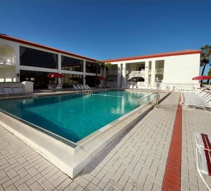 Heated pool in the winter.