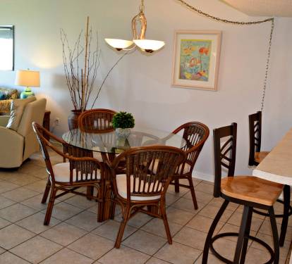 Dining area fits nicely between the kitchen and living room.