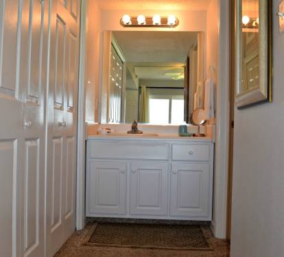 More closet space and separate vanity area.