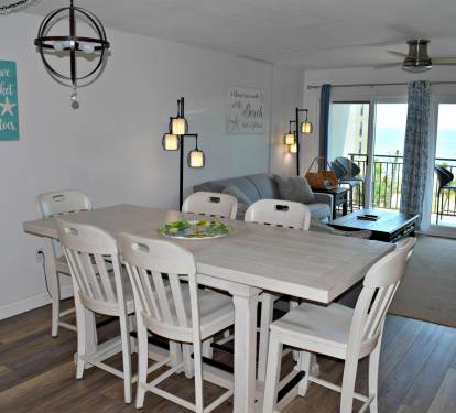 Nice tiled floors and the dining room table for six