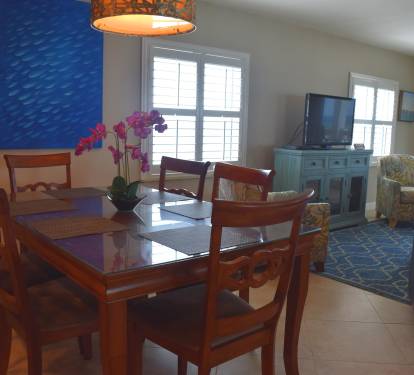 All six of you will fit comfortably, and the tile floor makes it an easy clean up.