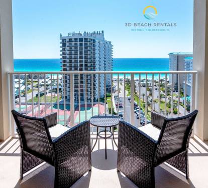 Gorgeous balcony view of the white sandy beaches along the Gulf of Mexico