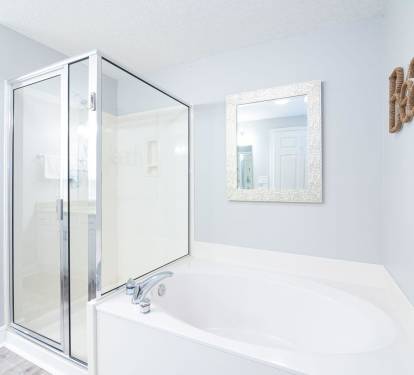 Master bath with soaking tub and shower