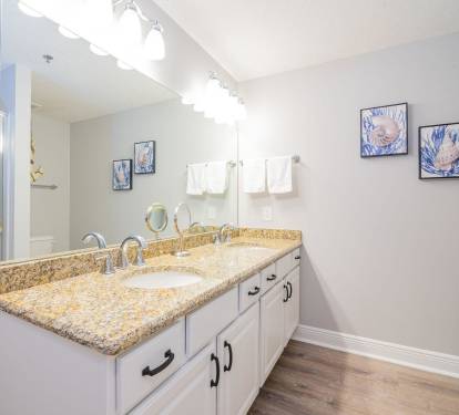 Master bath with granite counter dual sinks