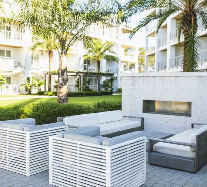 Relax by the Poolside Fireplace