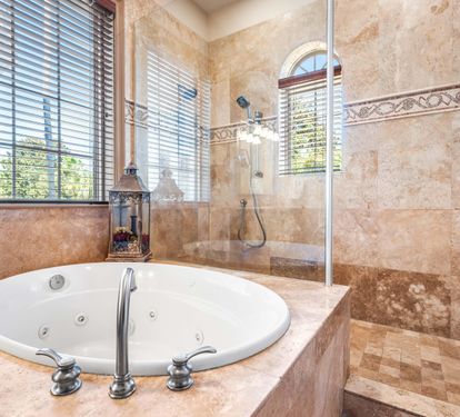 Second Floor Primary King Bedroom Jetted Tub and Walk In Shower