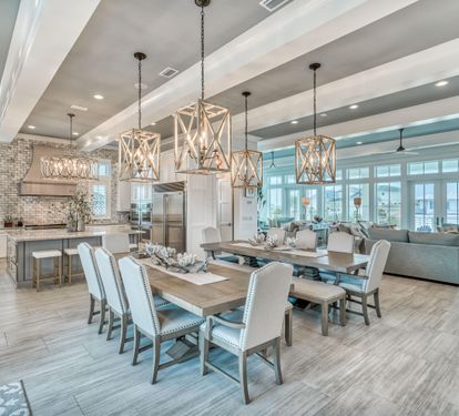 Second floor dining area off of the kitchen and living area, seating for 16