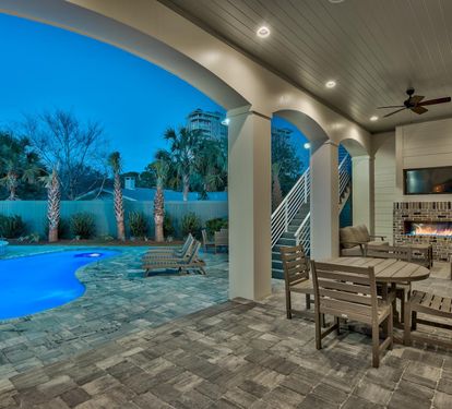 First floor covered porch seating.