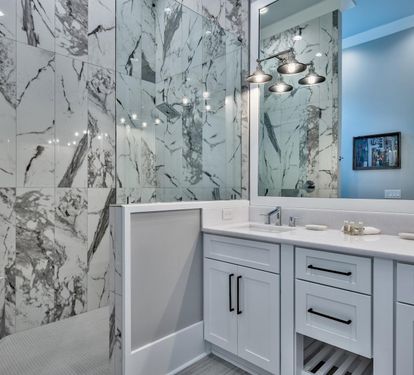 Private Bath with Double Vanity and Walk In Shower