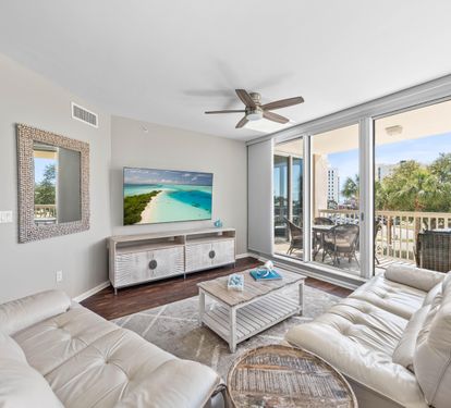Large Open Living Room with Reclining Leather Chairs