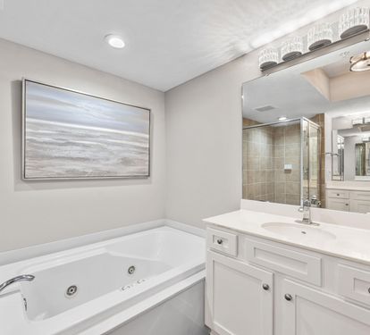 Primary Bathroom with Soaking Tub and Walk In Shower