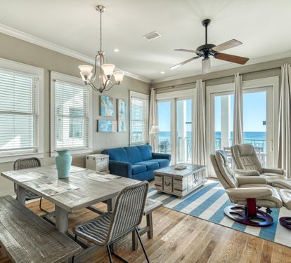 2nd floor living & dining area with a private beachfront balcony