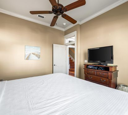2nd Floor King Guest Bedroom with TV and XBox 360.  Spacious walk-in closet and ensuite bathroom.