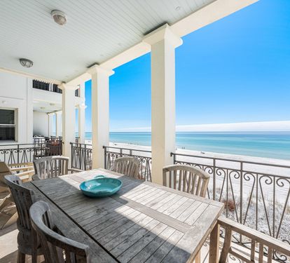 2nd Floor Teak Outdoor Dining Table with Amazing Views